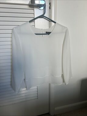MNG Ivory Layered Boatneck Blouse